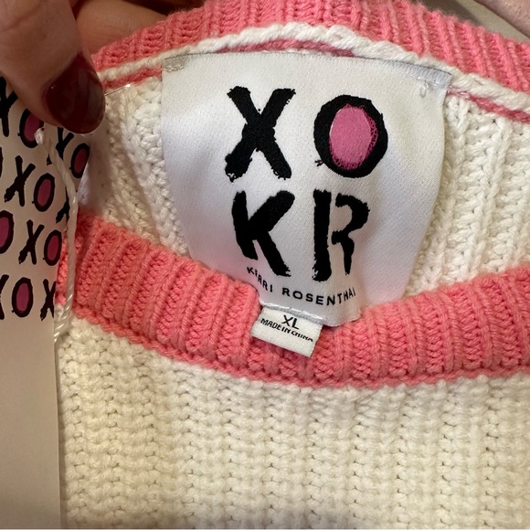 NWT XOKR kerri rosenthal pink heart sweater size extra large - Picture 4 of 5